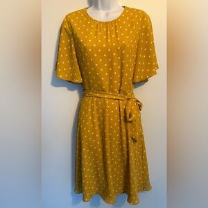 Banana Republic Mustard Polka Dot Midi Dress